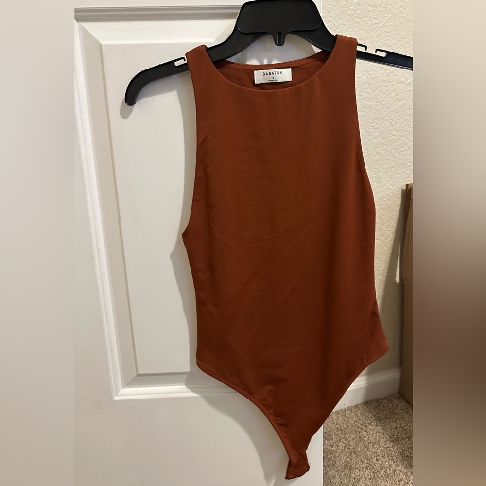 Aritzia Babaton Contour 90s Bodysuit in Rust Orange